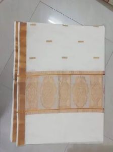 Kerala White and Golden Border Saree