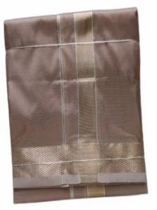 Men Copper Coloured Printed Dupion Silk Dhoti