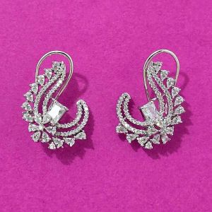 Designer Silver Stone Earrings