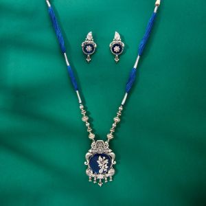 Flower Design Silver Artificial Mangalsutra Set