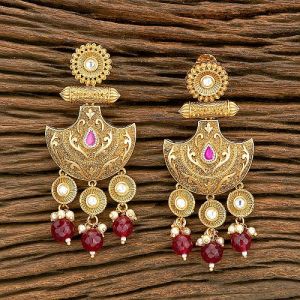 Golden Brass Party Wear Designer Earrings