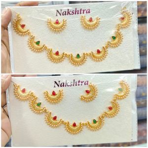 Half Moon Design Golden Artificial Necklace Set