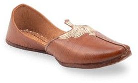 Mens Flat Brown Leather Jutti