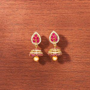 Pink Round Designer Jhumka Earring