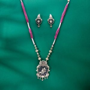 Silver Flower Design Mangalsutra Set