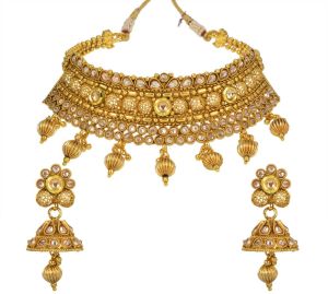 Wedding Wear Designer Golden Artificial Necklace Set