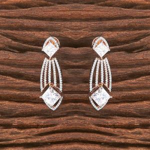 White Stone Hanging Hoop Earrings