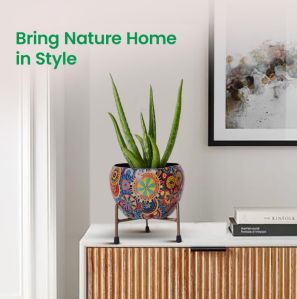 Decorative Round Metal Planter