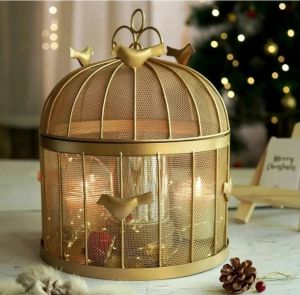 Metal Fruit Bulbul Basket with Mesh