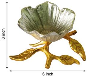 Elegant German Silver Flower Bowl with Gold Leaf Stand