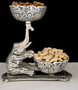 German Silver Elephant Dry Fruits Bowl