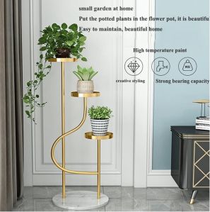 Metal Plant Stand with Marble Base