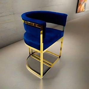Blue and Golden Comfy Chair with Pvd Finish