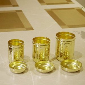 Brass Hammered Small Canister Set