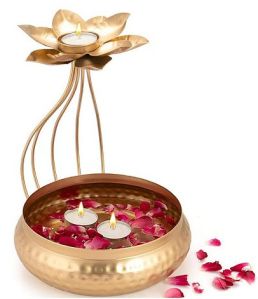 Brass Lotus Tealight Candle Holder