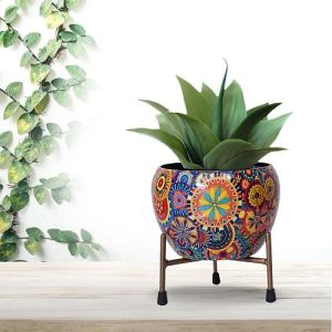 Decorative Round Metal Planter