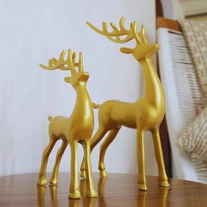Golden Aluminium Deer Showpiece