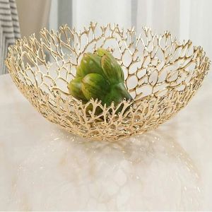 Golden Aluminum Decorative Fruit Bowl