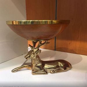 Golden Aluminum Deer Decorative Bowl