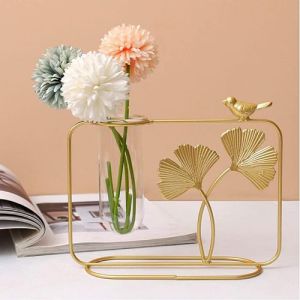 Golden Metal Frame Decorative Flower Vase