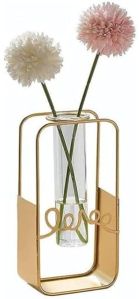 Golden Rectangular Metal Flower Vase