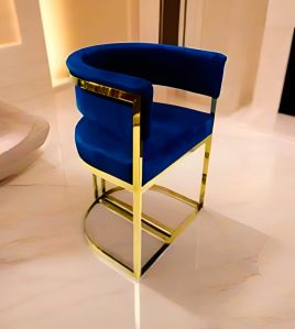 Blue and Golden Comfy Chair with Pvd Finish