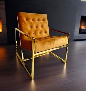 Mustard and Gold Sofa Chair with Pvd Finish