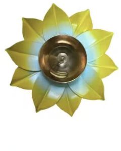 Yellow Metal Lotus Diya