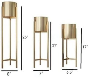 Golden Round Indoor Metal Planter With Stand