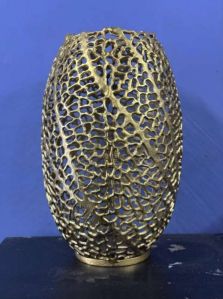 Golden Aluminium Coral Barrel Vase