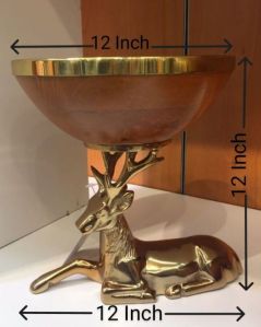 Golden Aluminum Deer Decorative Bowl