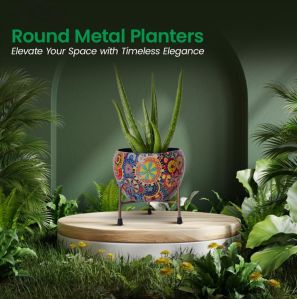 Decorative Round Metal Planter