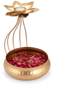 Brass Lotus Tealight Candle Holder