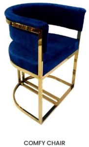 Blue and Golden Comfy Chair with Pvd Finish