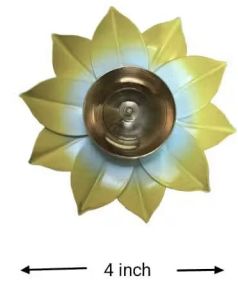 Yellow Metal Lotus Diya