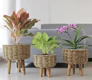 Round Home Decor Jute Planter Set