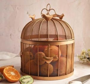 Metal Fruit Bulbul Basket with Mesh