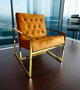 Mustard and Gold Sofa Chair with Pvd Finish