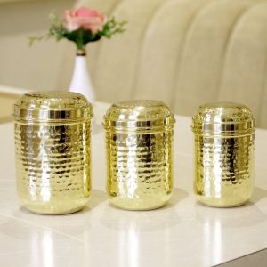Brass Hammered Small Canister Set