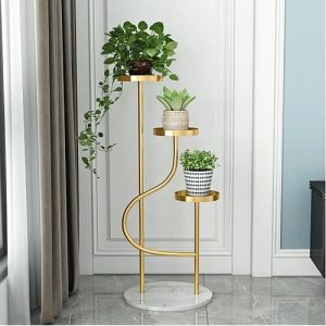 Metal Plant Stand with Marble Base