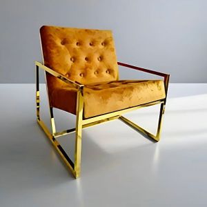 Mustard and Gold Sofa Chair with Pvd Finish
