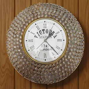 Victoria Analog Decorative Crystal Wall Clock