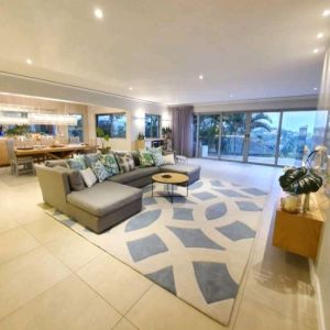 White and Blue Rectangular 3d Carpet