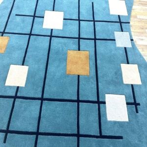 Blue Accent Abstract Modern Rugs
