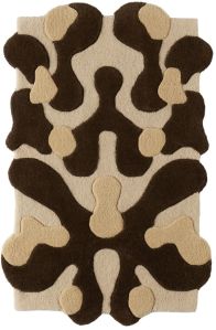Terrain Abstract Tufted Wool Carpet Sculptural Cutout Design in Earth Tones