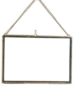 Brass and Glass Landscape Hanging Golden Rectangular Rope/braided Border Picture Frame