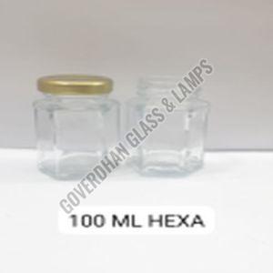 100 Ml Plain Hexa Glass Jar