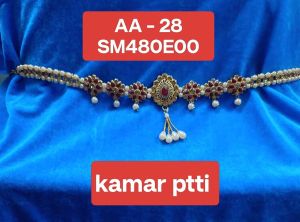 Designer Pearl Stone Kamarpatti Belly Chain