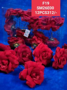 Red Rose Flower Hair Pin