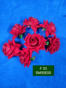 Red Rose Flower Hair Pin